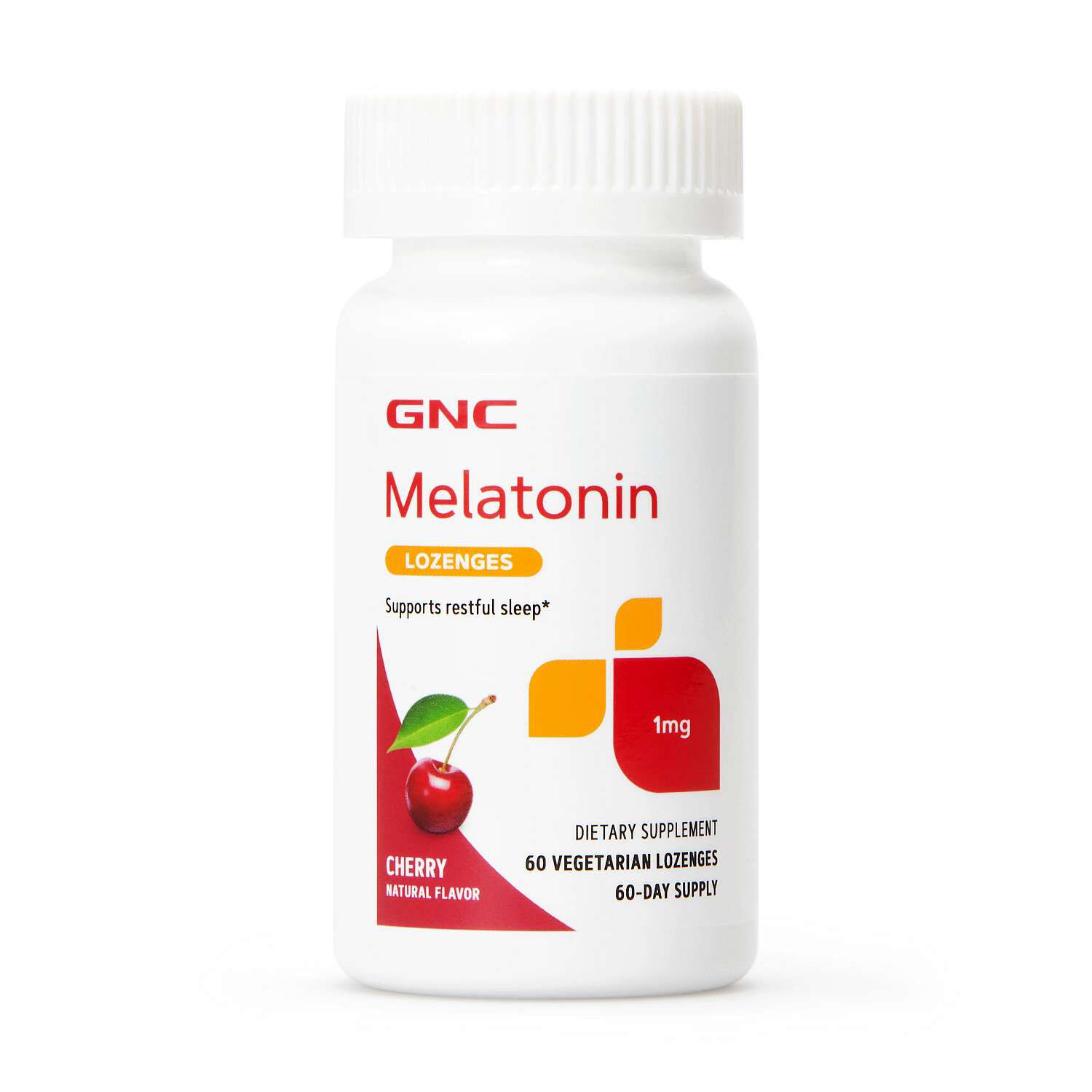 GNC Melatonin Lozenges 1 mg Front Bottle 60 Count